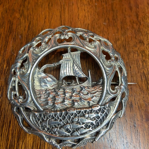 Norskt Monster Vintage Fisherman Silver Brooch - Picture 16 of 16
